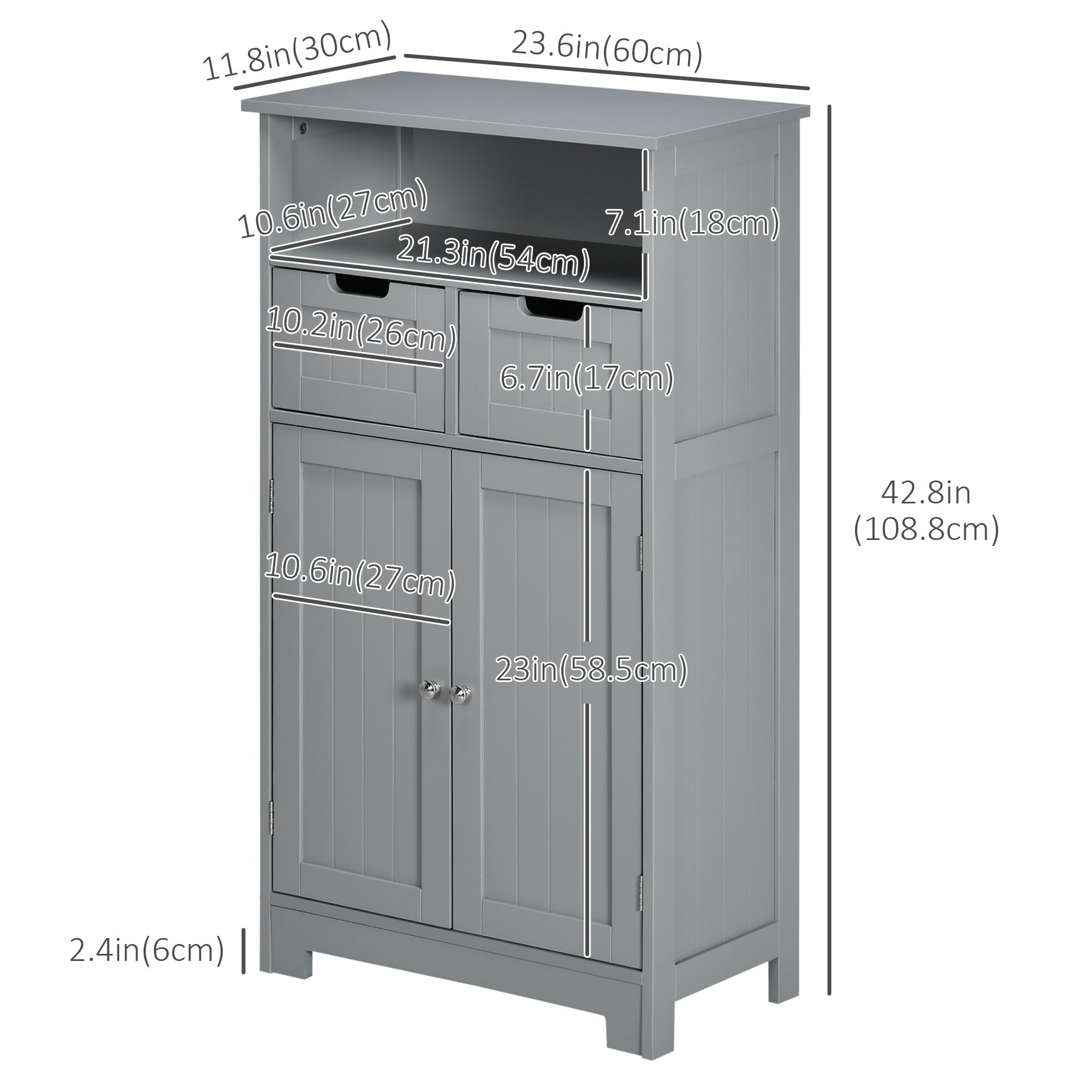 Bathroom Cabinet, Bathroom Storage Cabinet with Adjustable Shelf and Drawers, Small Floor Cabinet for Washroom, Grey Bathroom Cabinets   at Gallery Canada