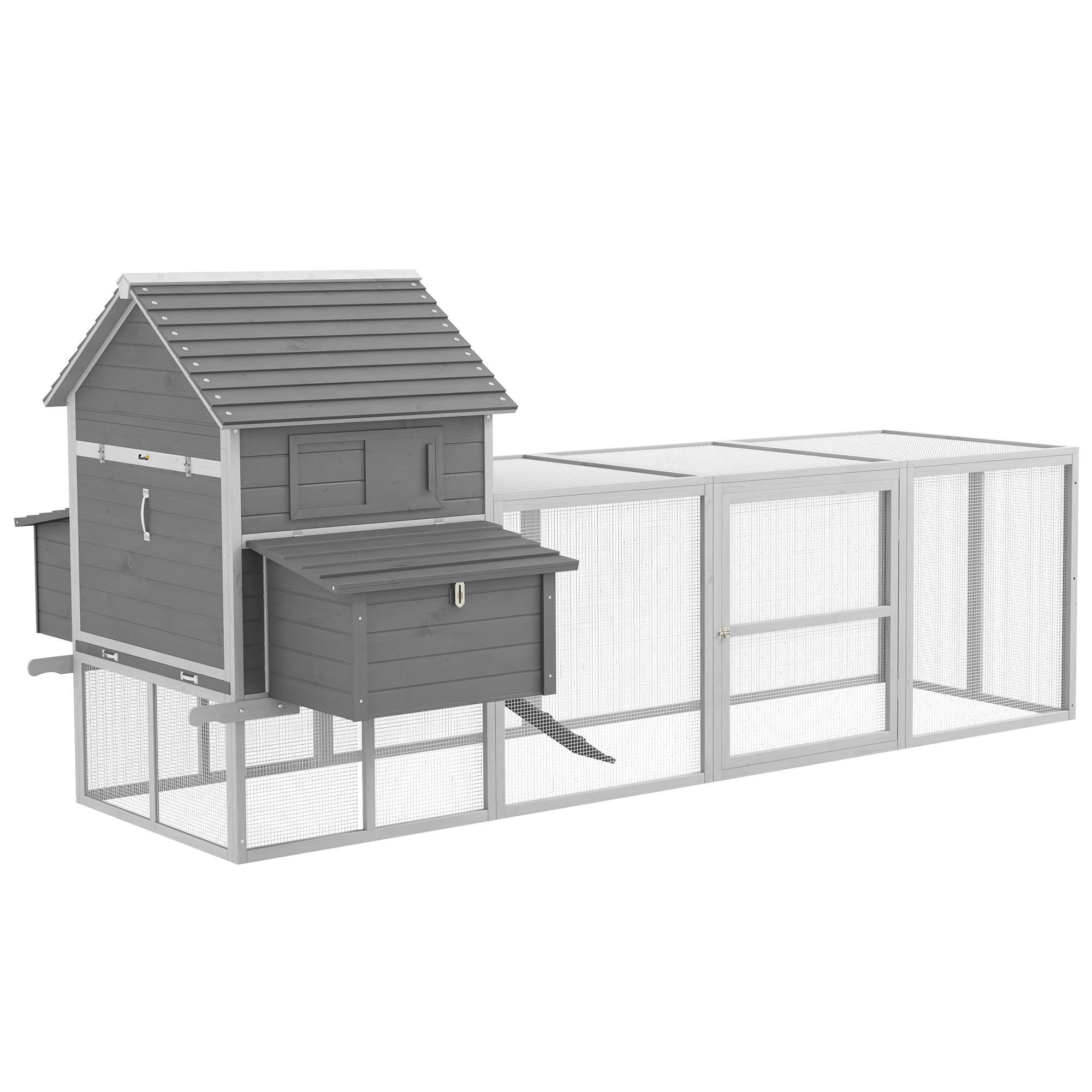 Wooden Chicken Coop with Nesting Boxes, Run, Doors, Tray, Ramp for 4-6 Chickens Chicken Coops Grey at Gallery Canada