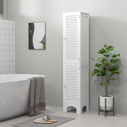 Narrow Bathroom Cabinet, Tall Bathroom Storage Cabinet with Shelves and Doors, White Bathroom Cabinets White  at Gallery Canada