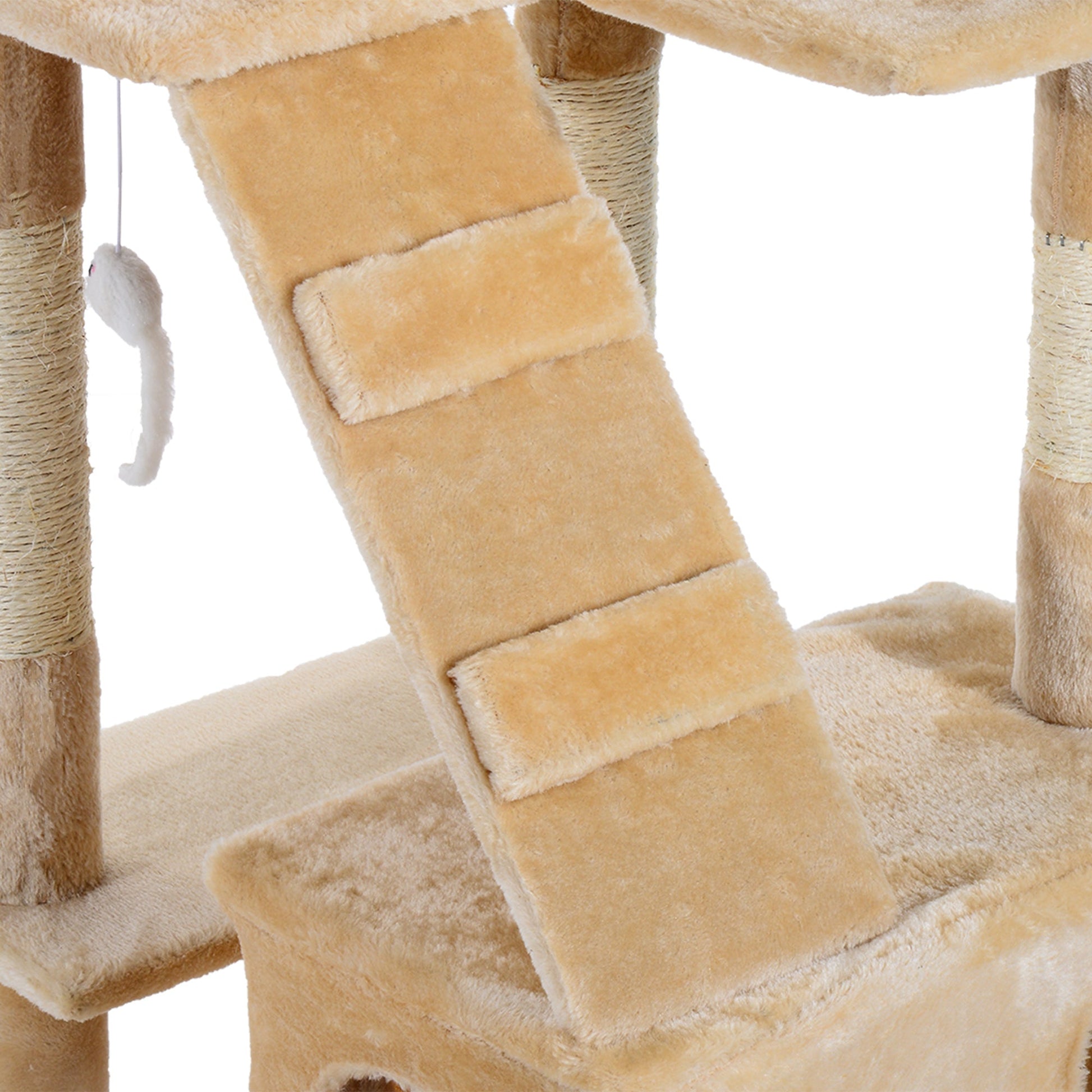 67-inch Multi-Level Cat Scratching Tree Kitty Activity Center Post Tower Condo Pet Furniture w/ Toy Beige Cat Towers   at Gallery Canada