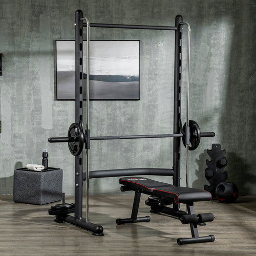 Adjustable Squat Rack with Pull Up Bar and Barbell Bar, Multi-Function Weight Lifting Half Rack for Home Gym Strength Training