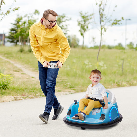 12V Bumper Car for Toddlers, Ride On Car with 360 Degree Remote Control, Lights Music Horn, for 1.5-5 Years, Light Blue Electric Toy Cars   at Gallery Canada