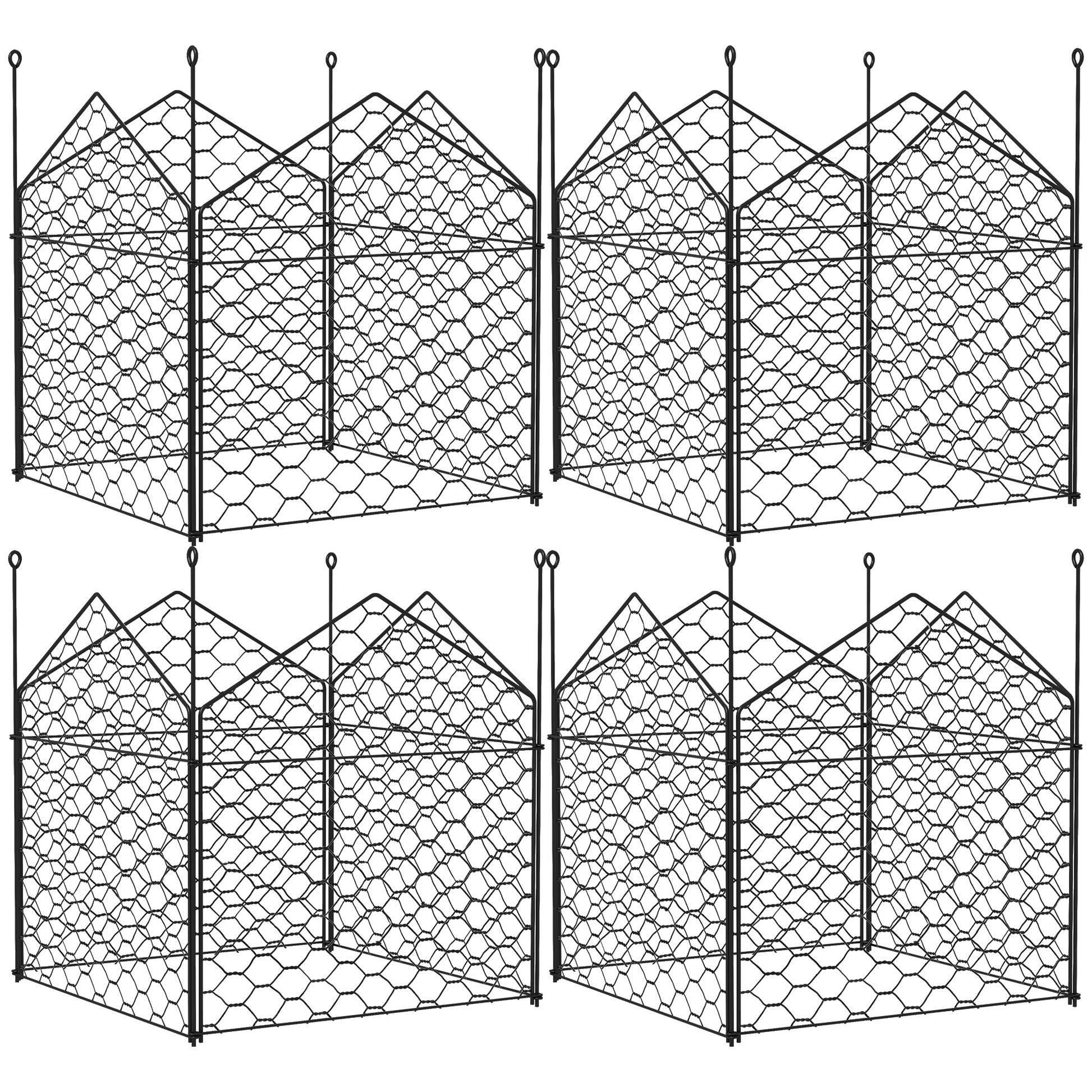 4 Pack Garden Cloches for Plants, 12" x 14" Metal Crop Cage, Plant Cages to Keep Animals Out, Black Walk In Greenhouses Black  at Gallery Canada