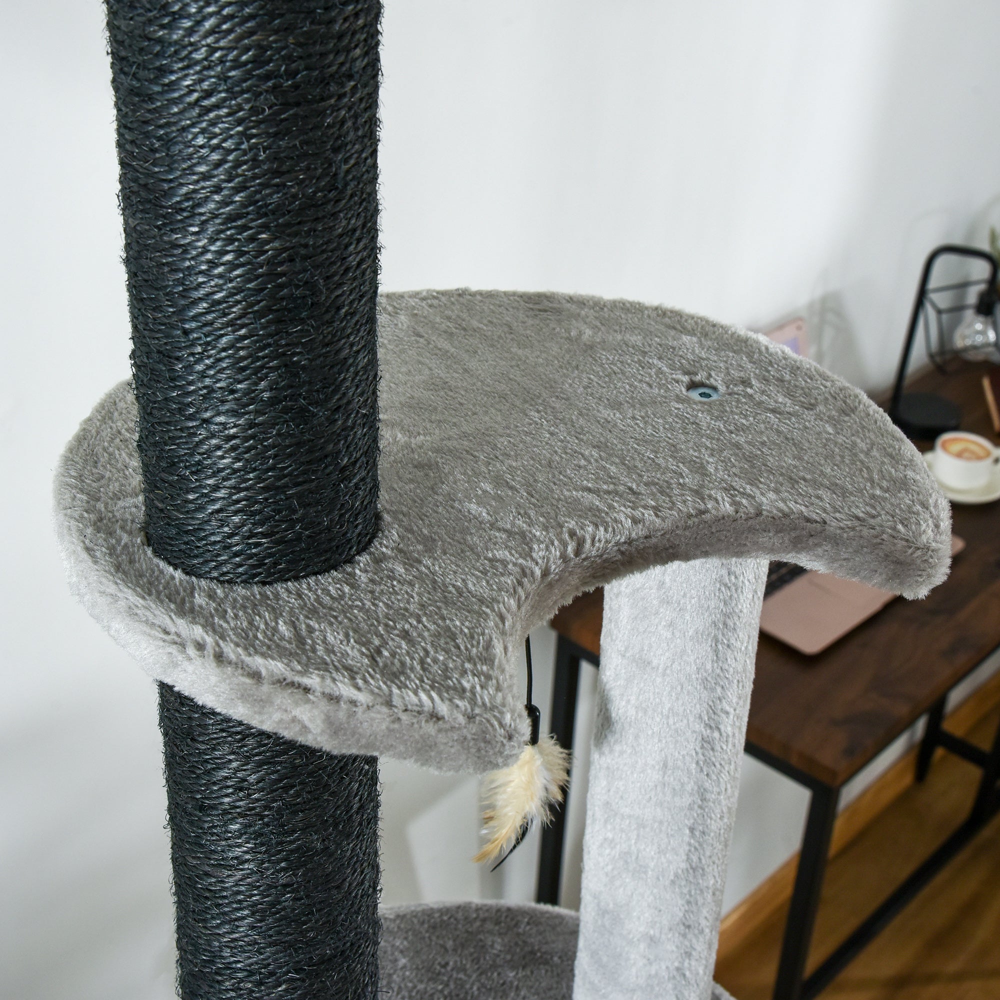 Adjustable 6-Tier Cat Tree with Condo, Perch, Ramp, Scratching Post, Light Grey Floor to Ceiling Cat Trees   at Gallery Canada