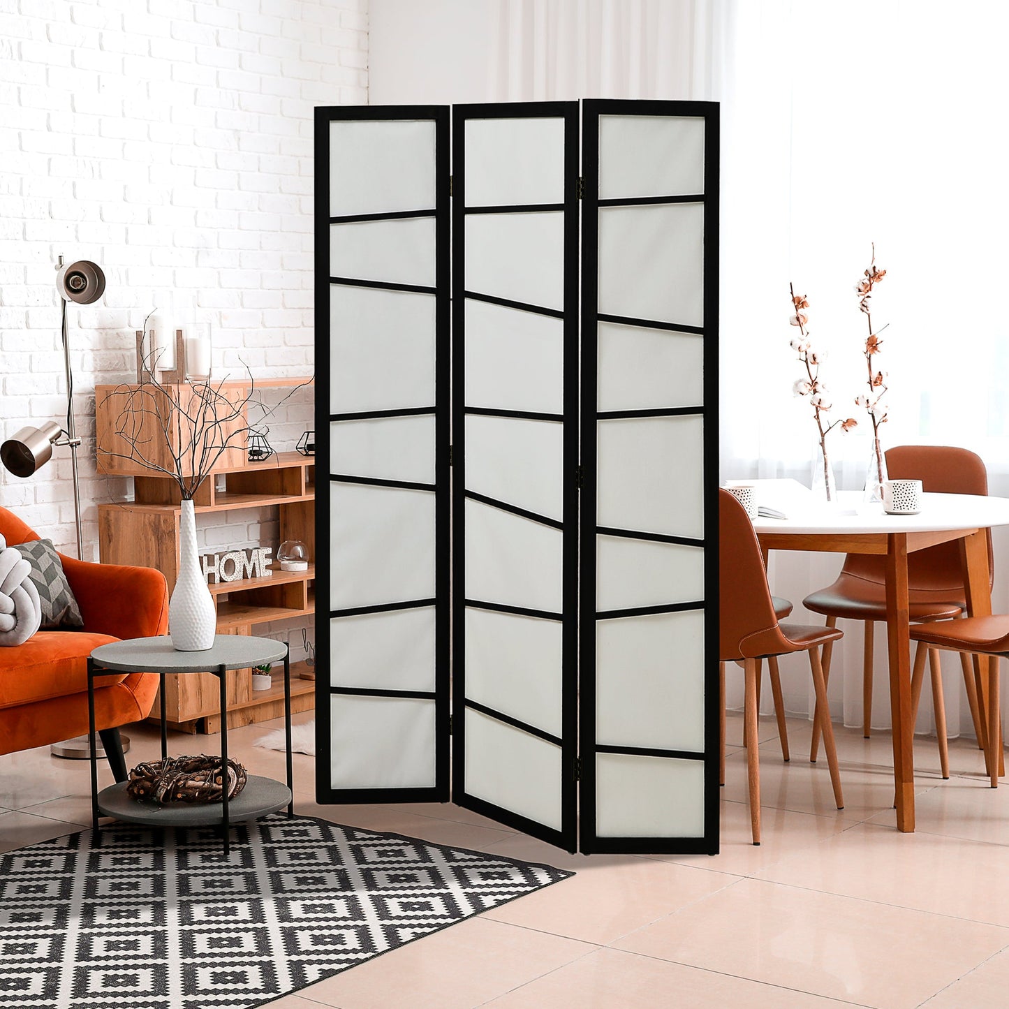 5.6ft Folding Room Divider, 3 Panel Wall Partition with Wood Frame for Bedroom, Home Office, White Room Dividers   at Gallery Canada