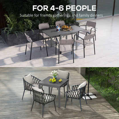 31.5"-63" Extendable Outdoor Dining Table for 4-6 with Aluminium Frame, Steel Tabletop Dark Grey Patio Dinning Tables   at Gallery Canada