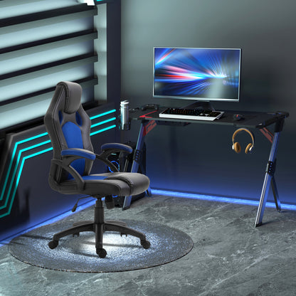 PU Leather Gaming Chair High Back Office Chair with Adjustable Height, Computer Gamer Chair, Blue Video Game Chairs   at Gallery Canada