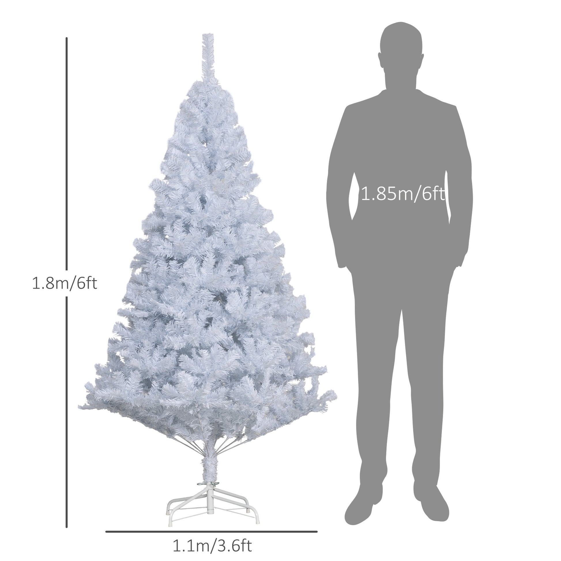 6ft White Christmas Tree Artificial Christmas Tree with 928 Branch Tips and Metal Stand White Christmas Trees   at Gallery Canada