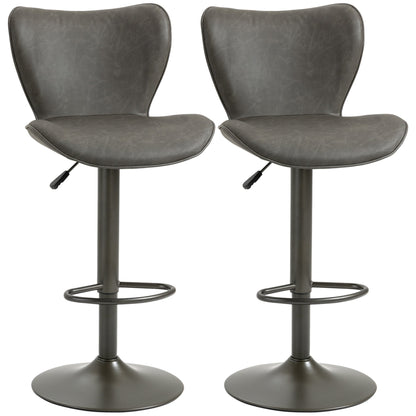 Swivel Bar Stools Set of 2, Adjustable Counter Height Bar Stools with Round Steel Base, Footrest, ‎Dark Grey Bar Stools Multi Colour  at Gallery Canada