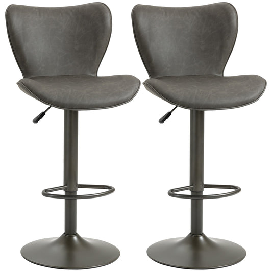 Swivel Bar Stools Set of 2, Adjustable Counter Height Bar Stools with Round Steel Base, Footrest, ‎Dark Grey - Gallery Canada