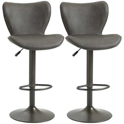 Swivel Bar Stools Set of 2, Adjustable Counter Height Bar Stools with Round Steel Base, Footrest, ‎Dark Grey