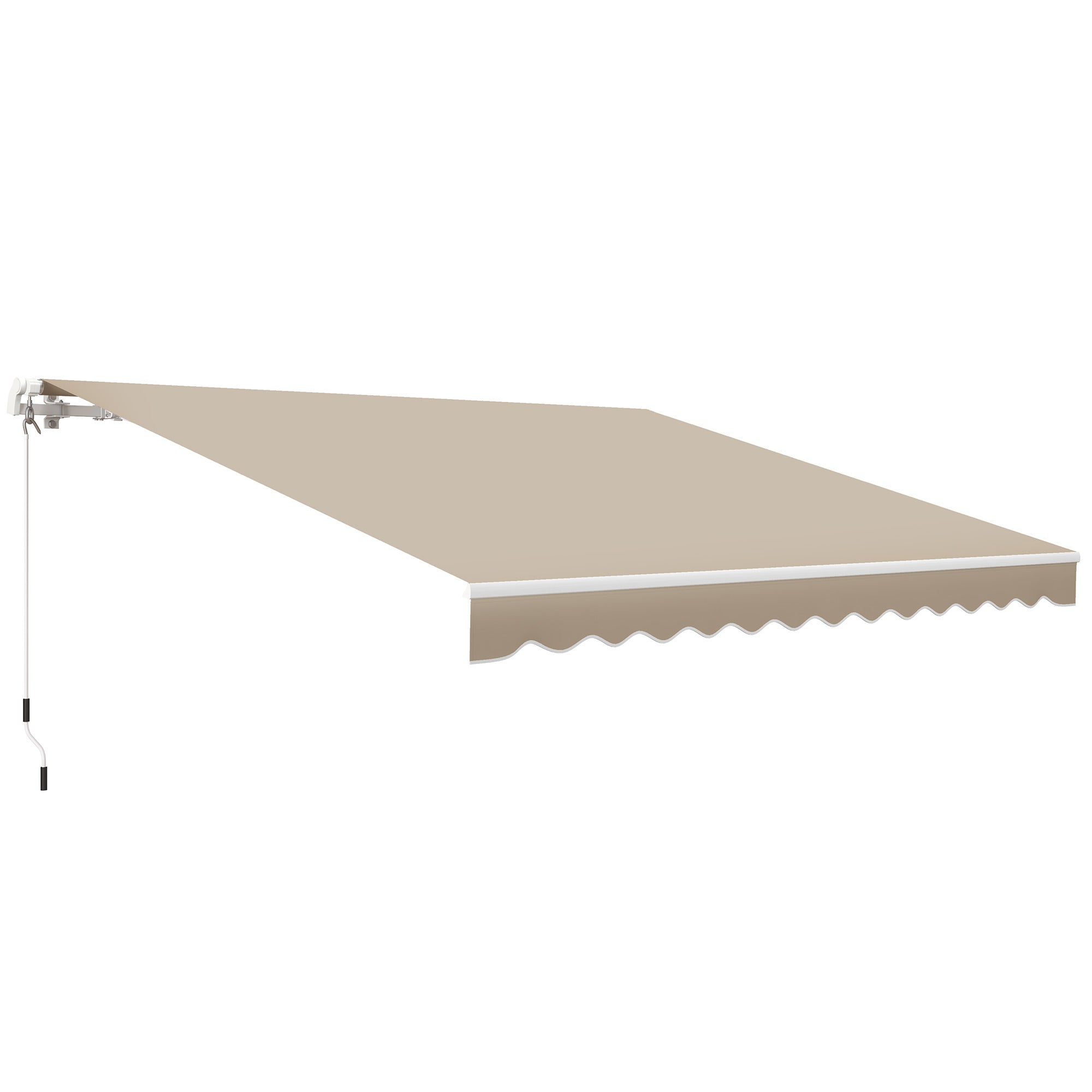 12' x 10' Retractable Awning Patio UV Resistant Fabric and Aluminum Frame for Deck, Balcony, Yard, Cream White Deck Awnings Cream at Gallery Canada
