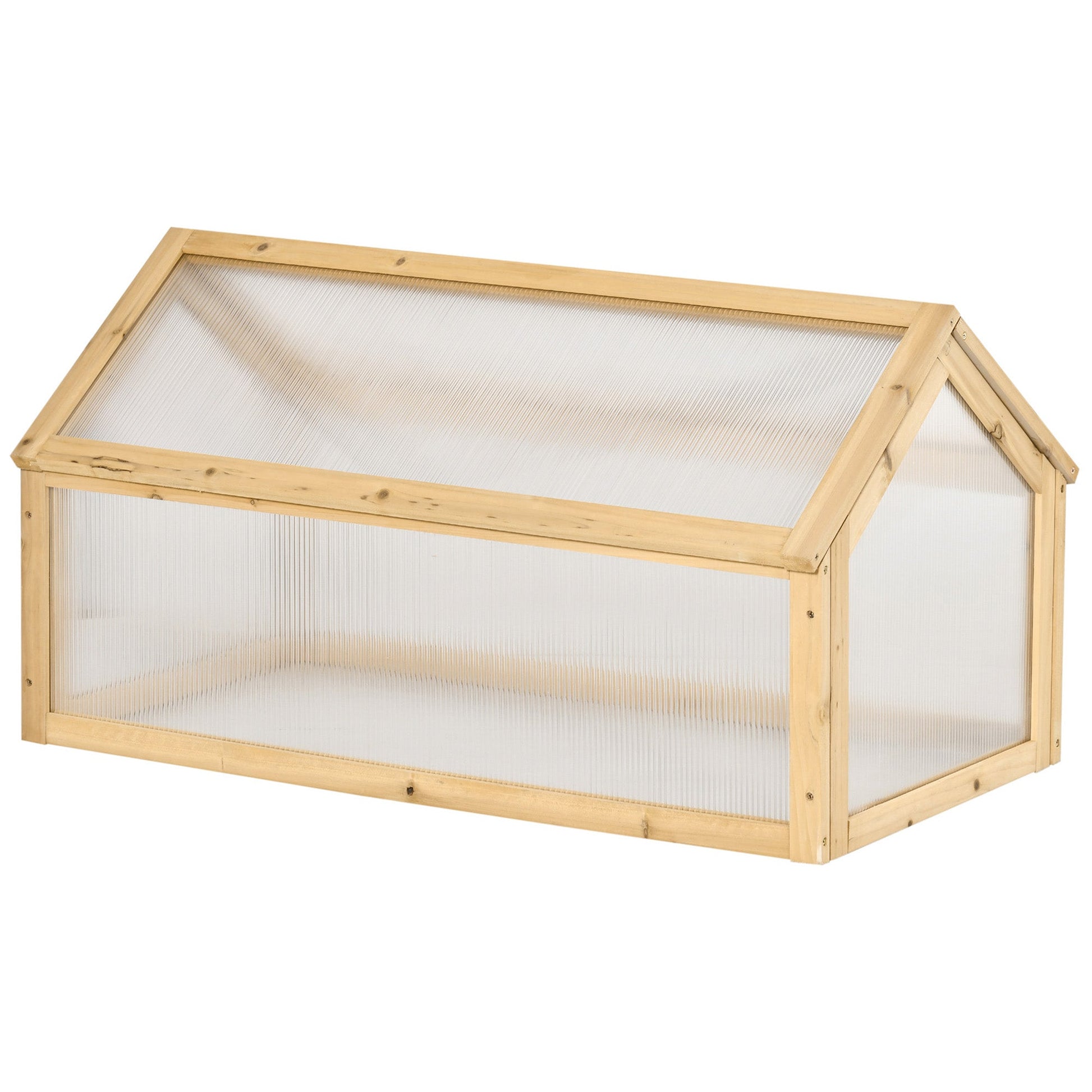 Portable Wooden Cold Frame Greenhouse Raised Planter with Openable Top, Light Brown Cold Frame Greenhouses Light Brown  at Gallery Canada