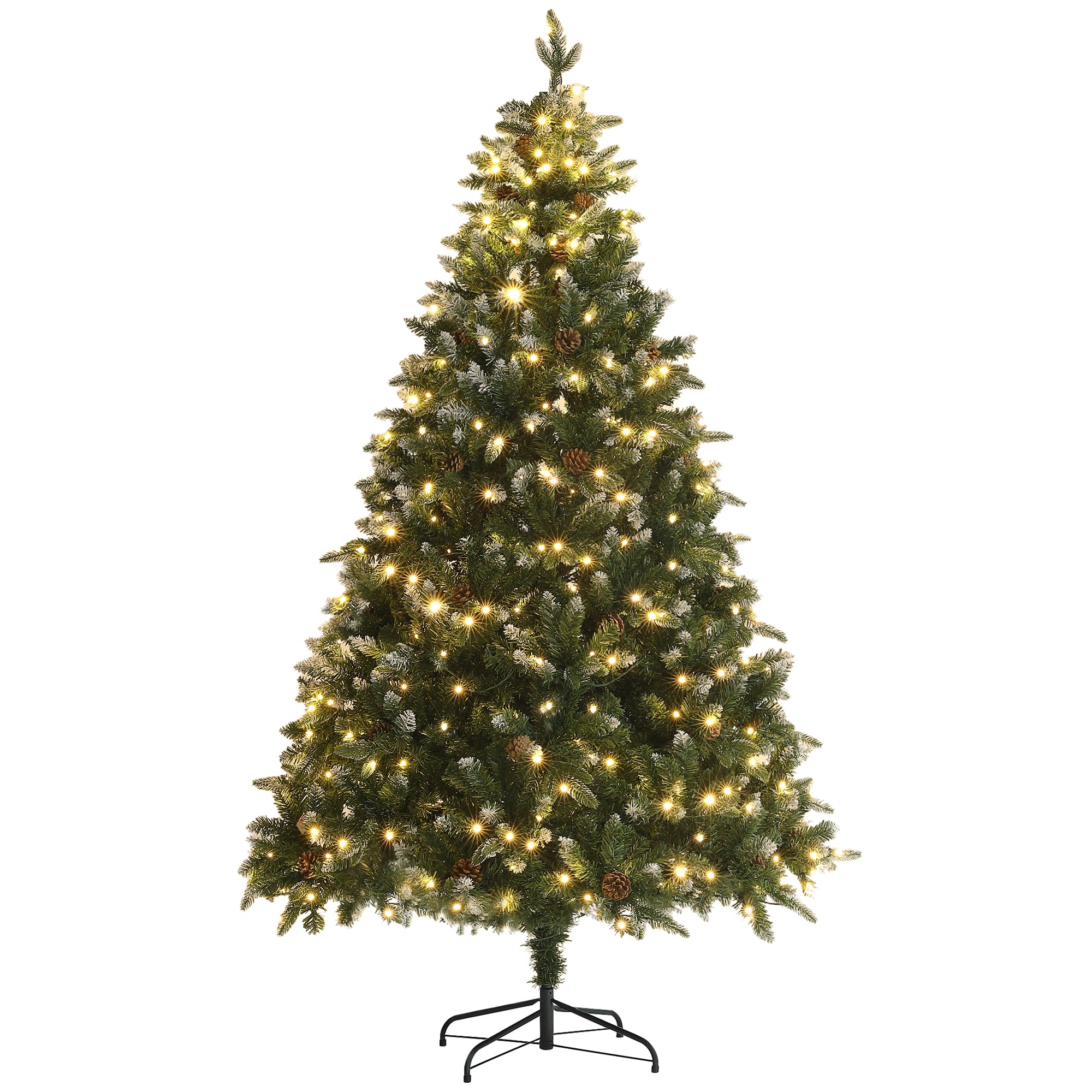 7 Foot Prelit Artificial Christmas Tree with Dual Colour LED Light, Hinged Xmas Tree for Home Office Holiday Pre Lit Christmas Trees   at Gallery Canada