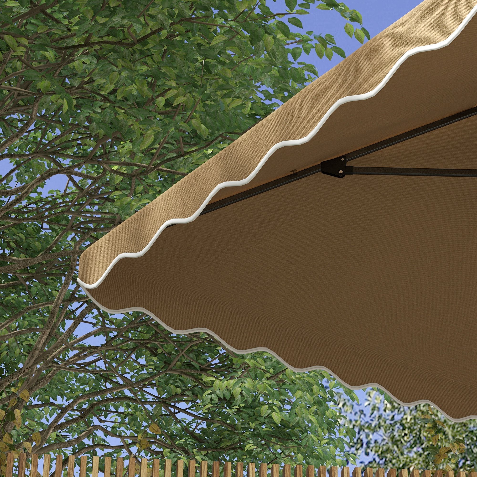 8' x 8' Square Double Top Offset Patio Umbrella Garden Parasol with Ruffles, Lever Handle and Weights, Khaki Cantilever Umbrellas   at Gallery Canada