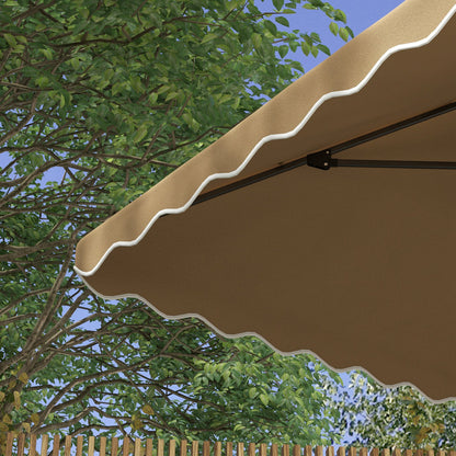 8' x 8' Square Double Top Offset Patio Umbrella Garden Parasol with Ruffles, Lever Handle and Weights, Khaki Cantilever Umbrellas   at Gallery Canada