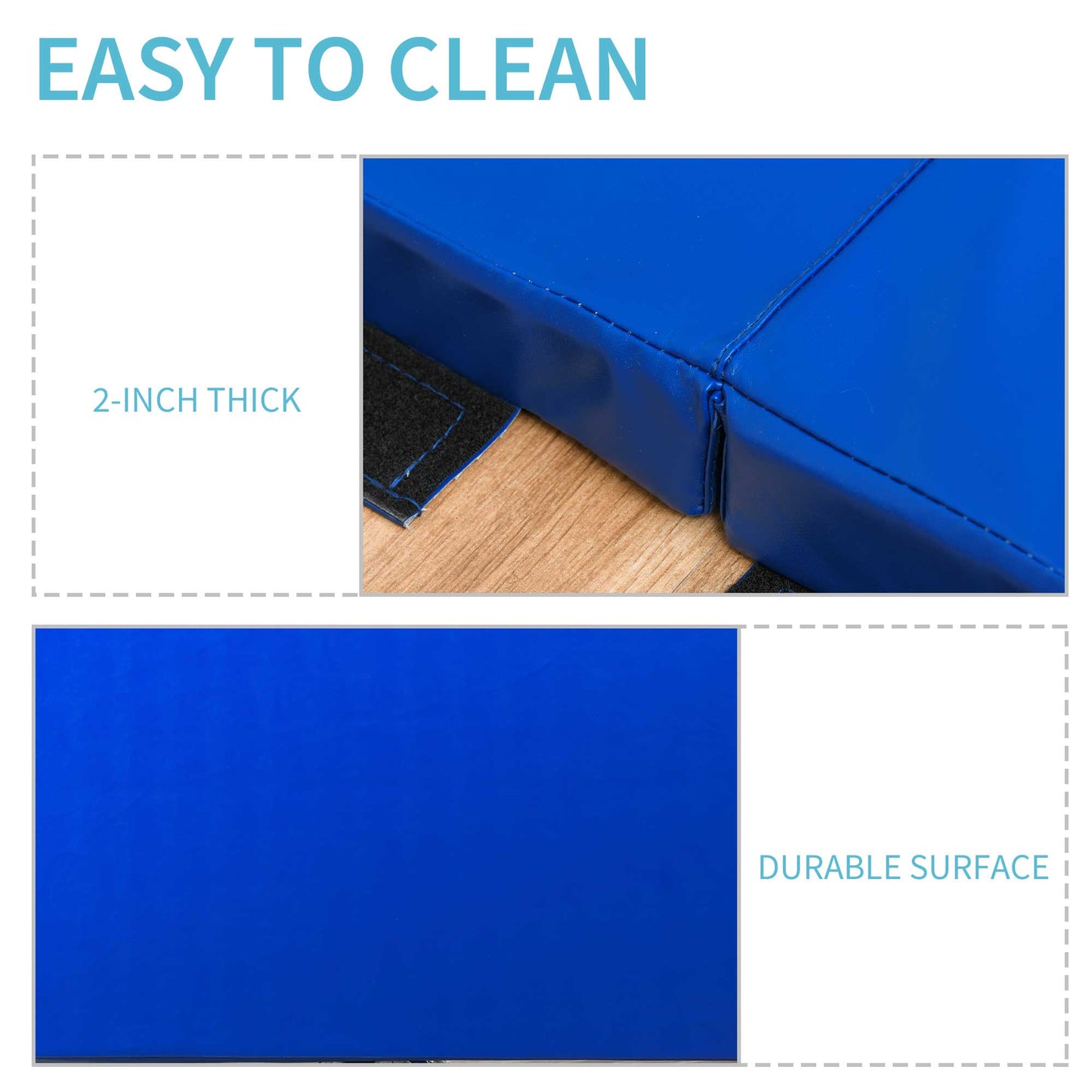 4'x10'x2'' Folding Gymnastics Tumbling Mat, Exercise Mat with Carrying Handles for Yoga, MMA, Martial Arts, Stretching, Core Workouts, Dark Blue Gymnastics Mats   at Gallery Canada