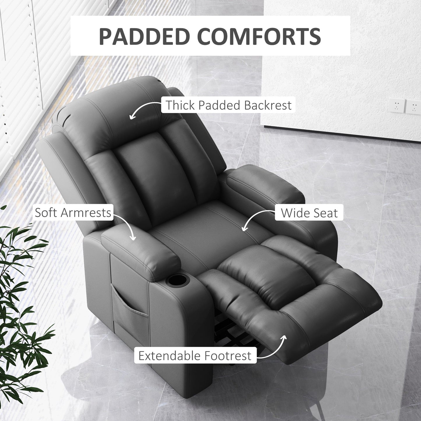 Electric Lift Chair for Elderly, Power Recliner with Footrest, Remote Control, Cup Holders for Living Room, Grey Electric Power Lift Chairs   at Gallery Canada