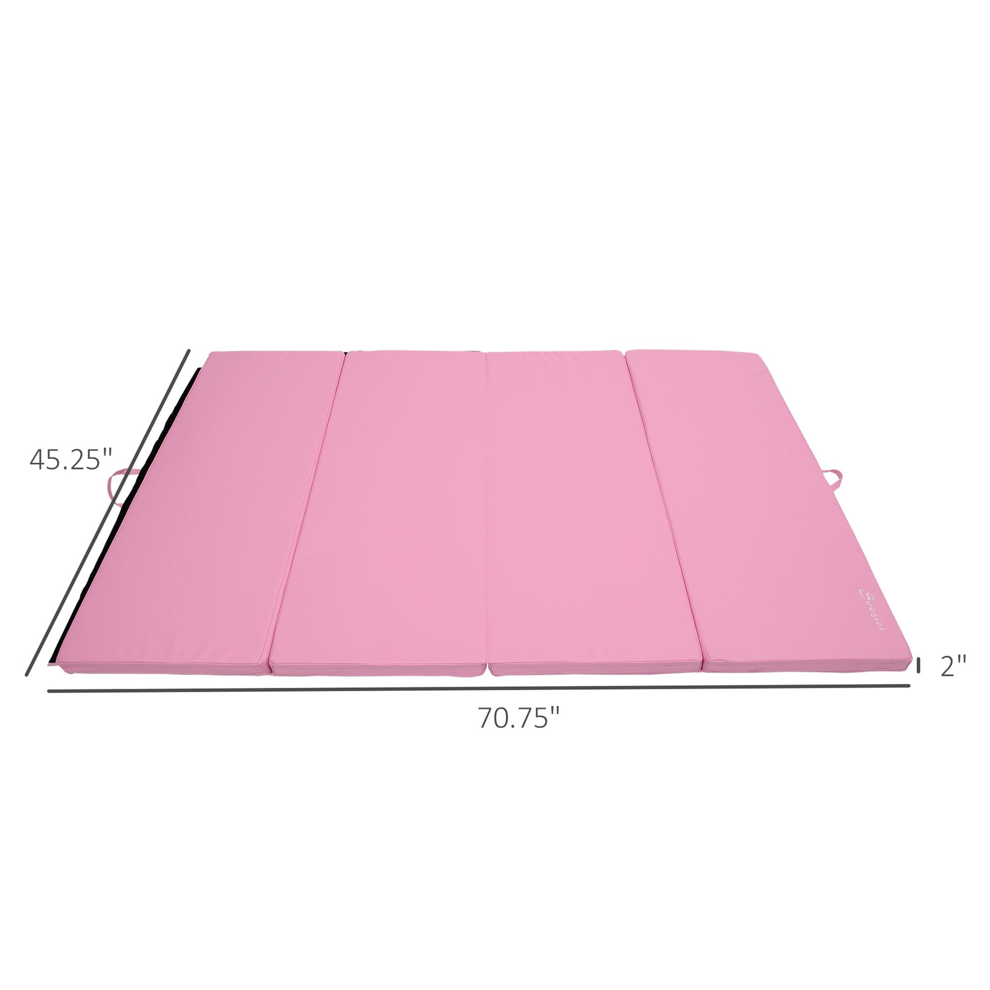 4'x6'x2'' Folding Gymnastics Tumbling Mat, Exercise Mat with Carrying Handles for Yoga, MMA, Martial Arts, Stretching, Core Workouts, Pink Gymnastics Mats   at Gallery Canada