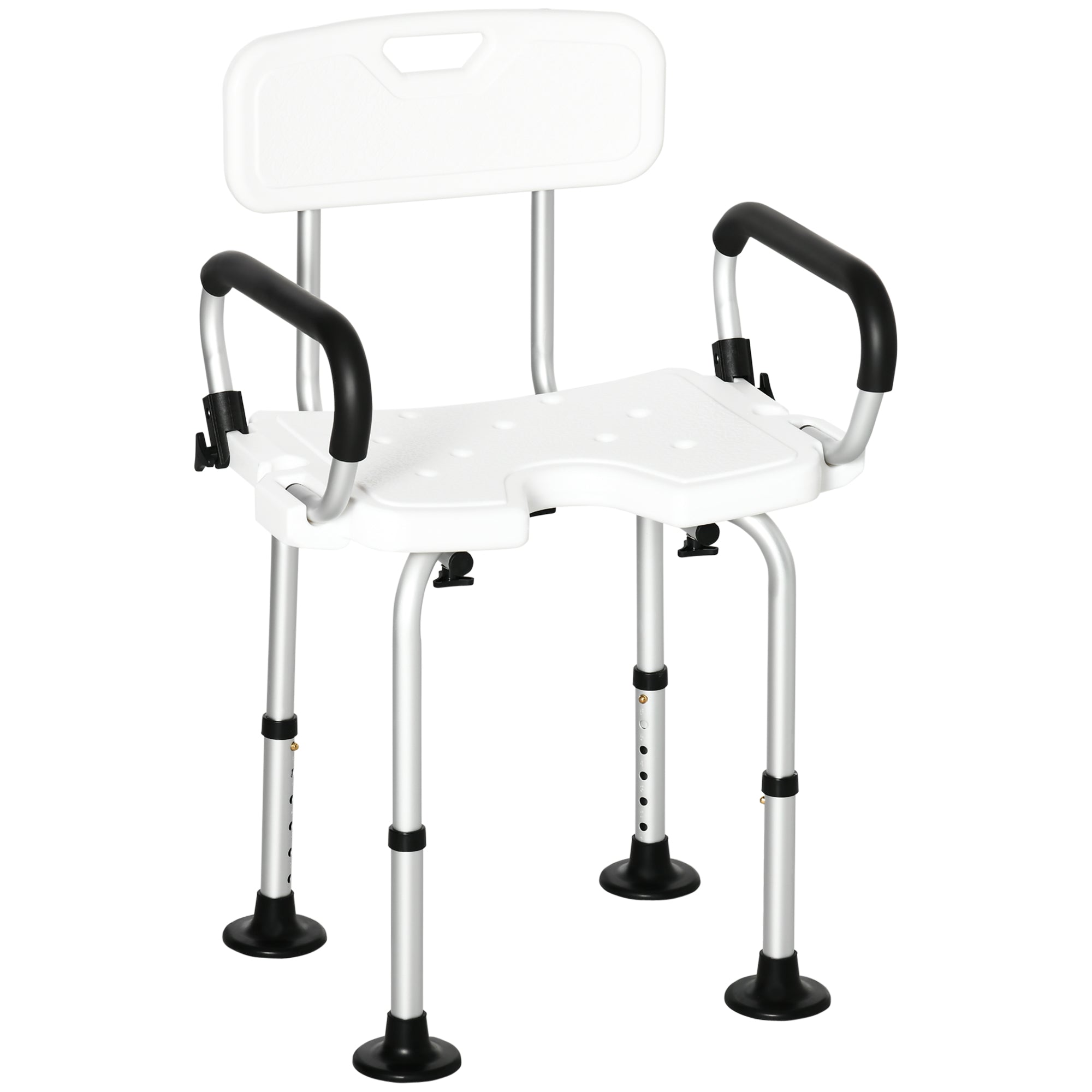 Shower Chair with Arms and Back, Bath Seat with Adjustable Height, Anti-slip Shower Bench for Seniors and Disabled, Tool-Free Assembly, 299lbs Bath Chairs White  at Gallery Canada