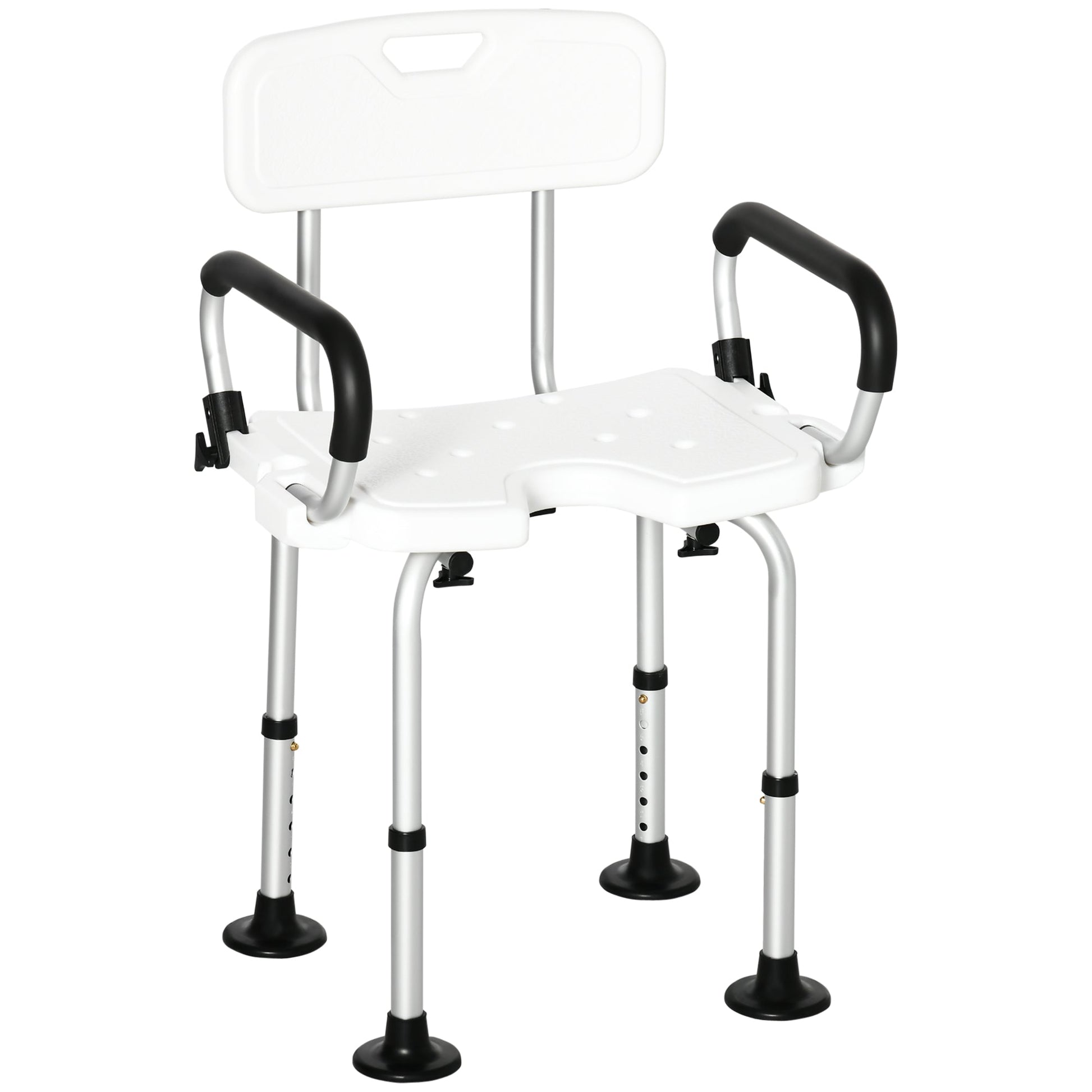 Shower Chair with Arms and Back, Bath Seat with Adjustable Height, Anti-slip Shower Bench for Seniors and Disabled, Tool-Free Assembly, 299lbs - Gallery Canada