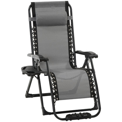 Adjustable Zero Gravity Recliner Chair with Pillow, Cup Holder, Foot Roller, Light Grey Lounger Chairs   at Gallery Canada