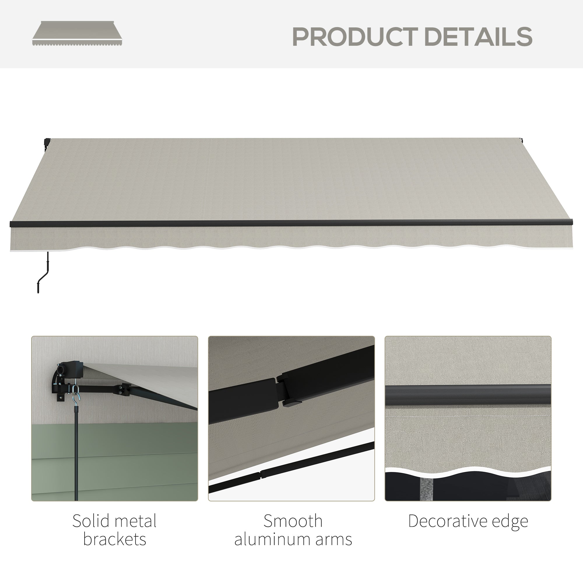 15' x 10' Retractable Awning, 280gsm UV Resistant Sunshade Shelter, for Deck, Balcony, Yard, Light Grey Window Awnings at Gallery Canada
