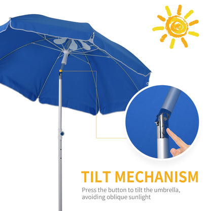 Arc. 6.4ft Beach Umbrella with Aluminum Pole Pointed Design Adjustable Tilt Carry Bag for Outdoor Patio Blue Beach Umbrellas   at Gallery Canada