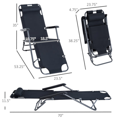 Adjustable Zero Gravity Recliner with Headrest and Storage Pocket, Black Lounger Chairs   at Gallery Canada