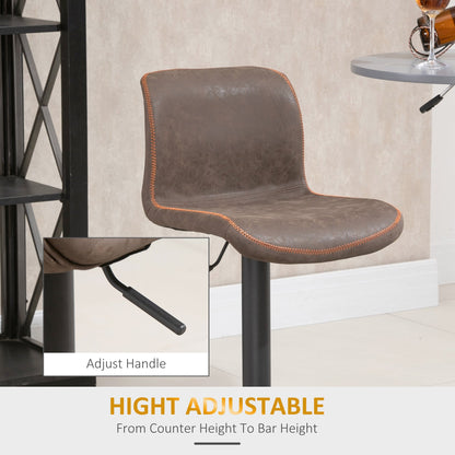 Adjustable Swivel Counter Height Bar Stools with Footrest, PU Leather, Brown Bar Stools   at Gallery Canada