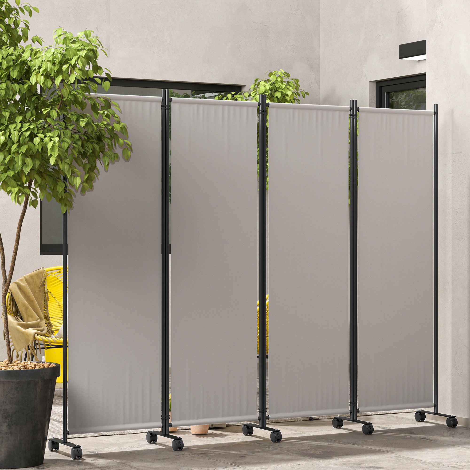Folding Room Divider with Castor Wheels, Rolling Privacy Screen for Patio Backyard Pool Hot Tub, 5.6ft Tall Side Awnings Multi Colour at Gallery Canada