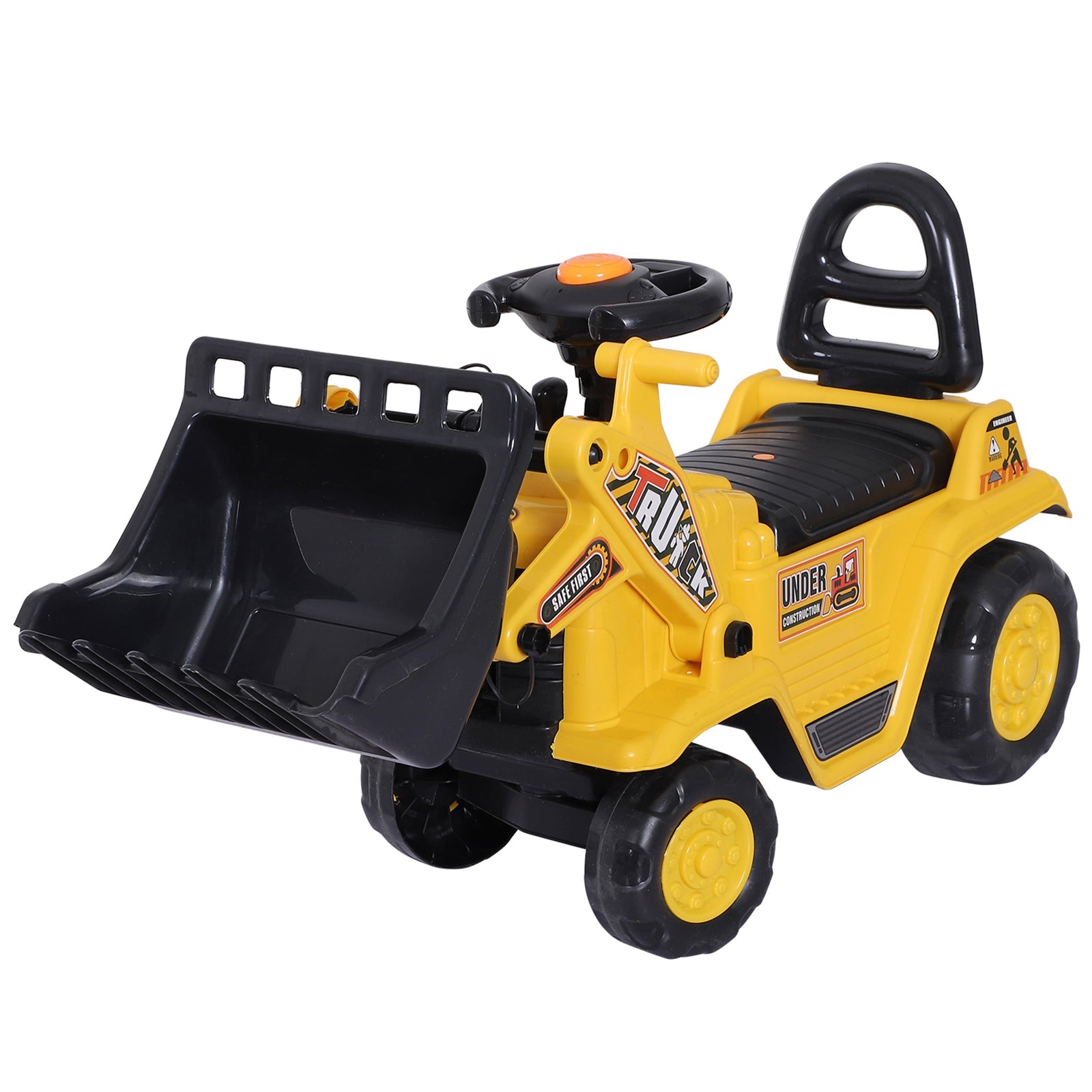 Ride-On Toy Bulldozer with Bucket Horn Steering Wheel Storage Toddlers for 3 years old, Yellow Toy Excavators Yellow  at Gallery Canada