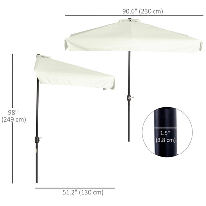 7.5ft Half Umbrella Semi Round Patio Parasol with Crank Handle, Top Vent for Garden, Balcony- NO BASE INCLUDED, Cream Sun Umbrellas   at Gallery Canada