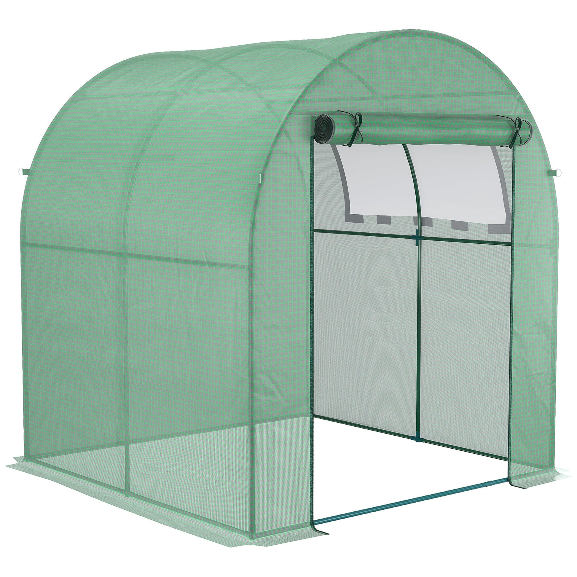 6' x 6' x 6.6' Walk-in Greenhouse, Tunnel Green House with Zippered Door, Roll-up Window, PE Cover, Steel Frame, Green Greenhouses   at Gallery Canada