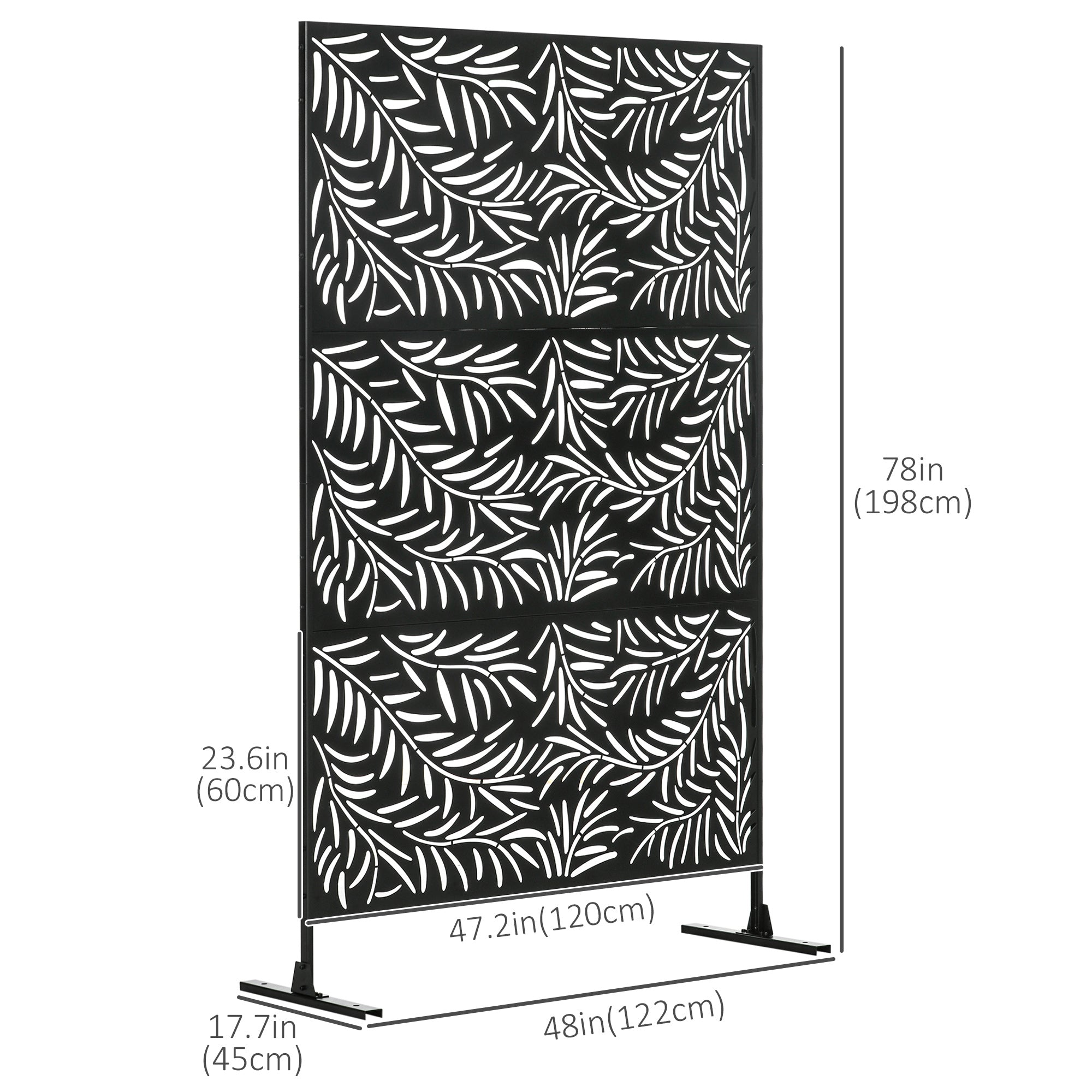 Metal Outdoor Privacy Screen, Decorative Outdoor Divider with Stand and Expansion Screws, Freestanding Privacy Panel for Garden Deck Pool Hot Tub, Willow Branch Style Side Awnings at Gallery Canada