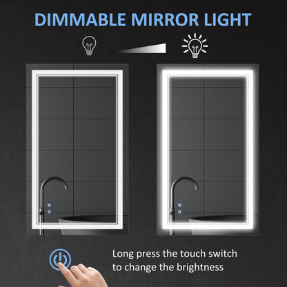 40" x 24" LED Bathroom Mirror, Dimmable Lighted Wall-Mounted Mirror, with 3 Colour, Smart Touch, Plug-in, Vertical or Horizontal Hanging Wall Mirrors   at Gallery Canada