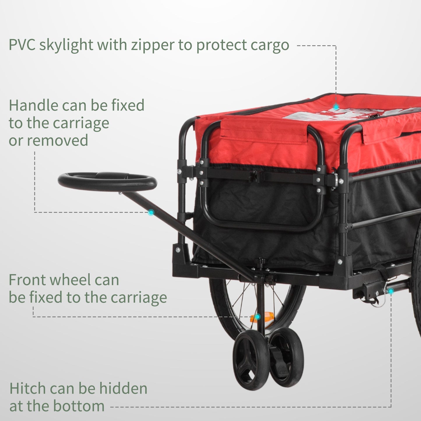 Bike Cargo Trailer &; Wagon Cart, Multi-Use Garden Cart with Removable Box, 20'' Big Wheels, Reflectors, Hitch and Handle, Red Bike Cargo Trailers   at Gallery Canada