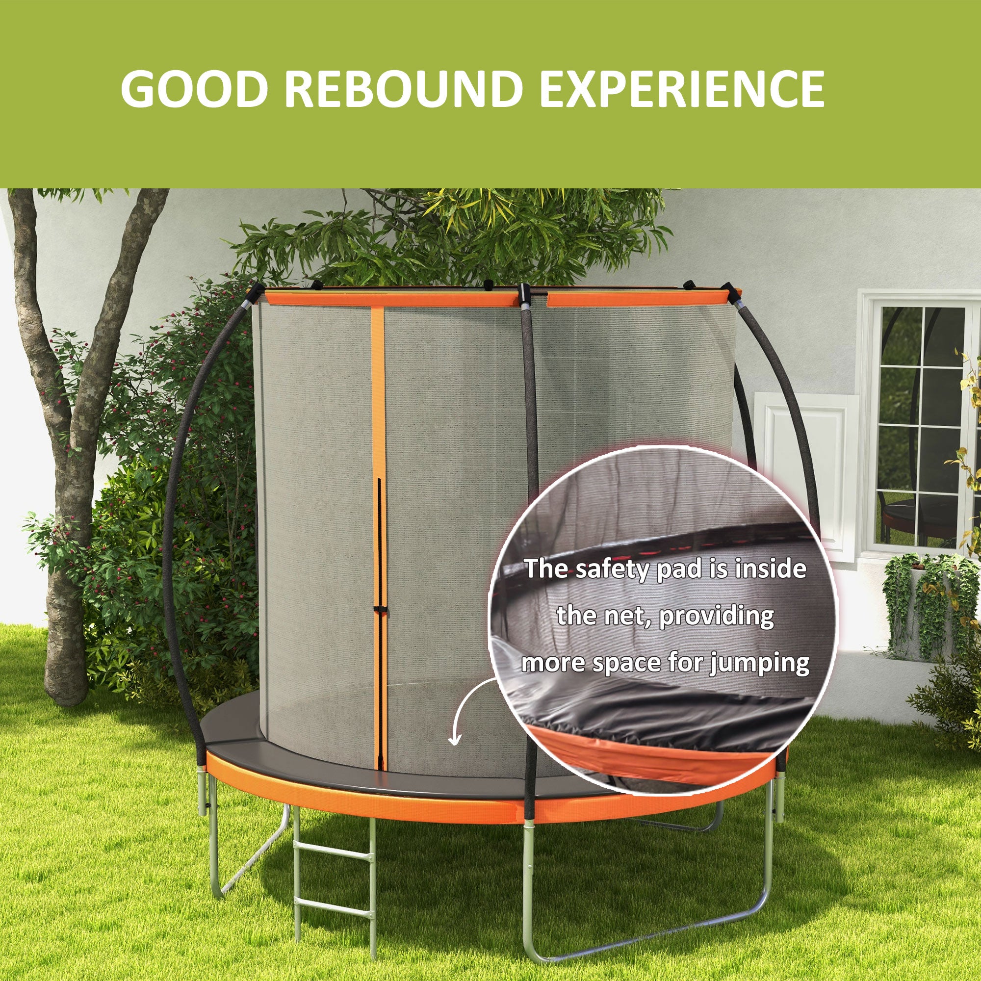 10ft Outdoor Trampoline with Enclosure Net and Ladder, Backyard Fitness Trampoline for Teens and Adults Trampolines at Gallery Canada