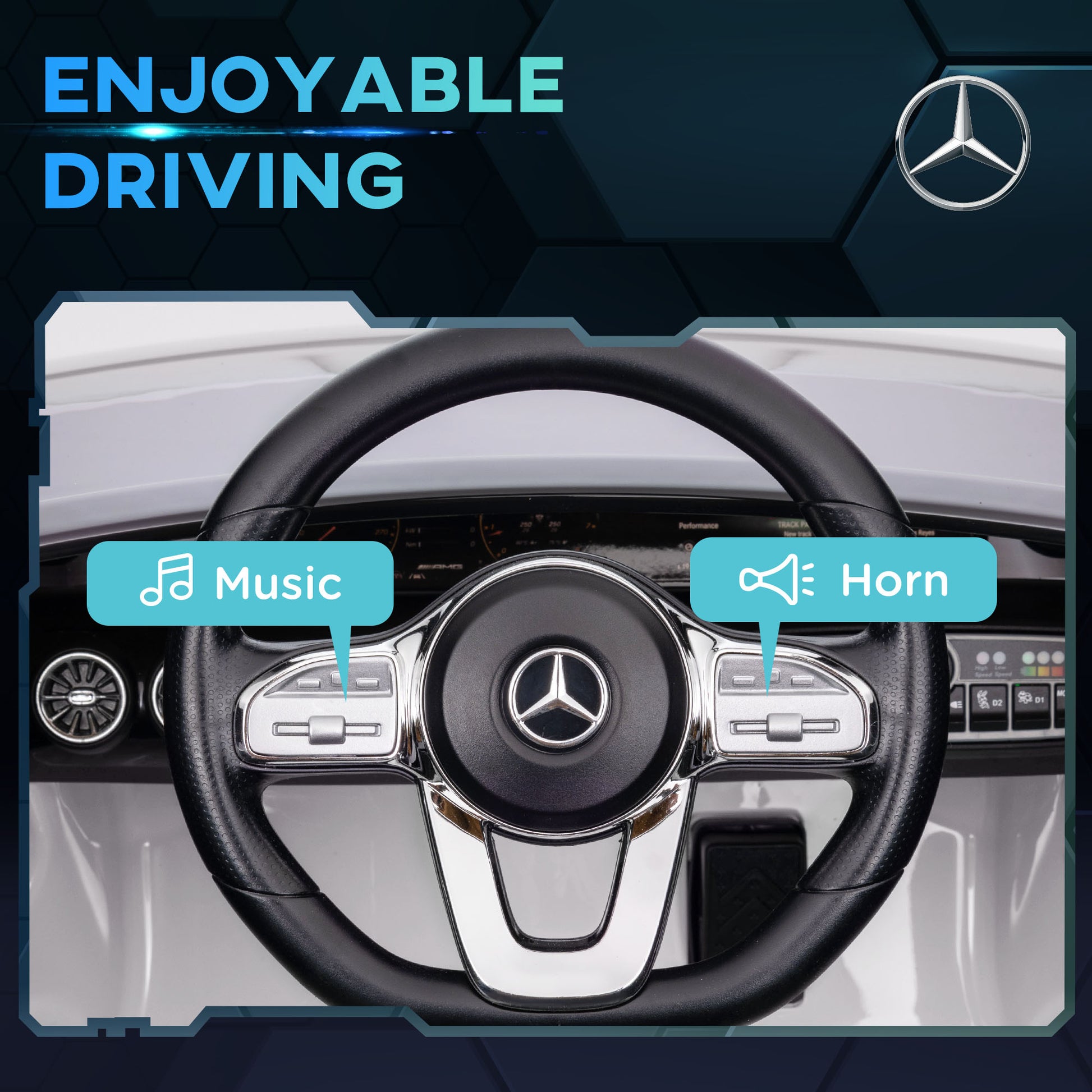 Mercedes-AMG Licensed 12V Ride on Car, Kids Electric Car with Remote Control, Spring Suspension, LED Lights, White Electric Toy Cars   at Gallery Canada