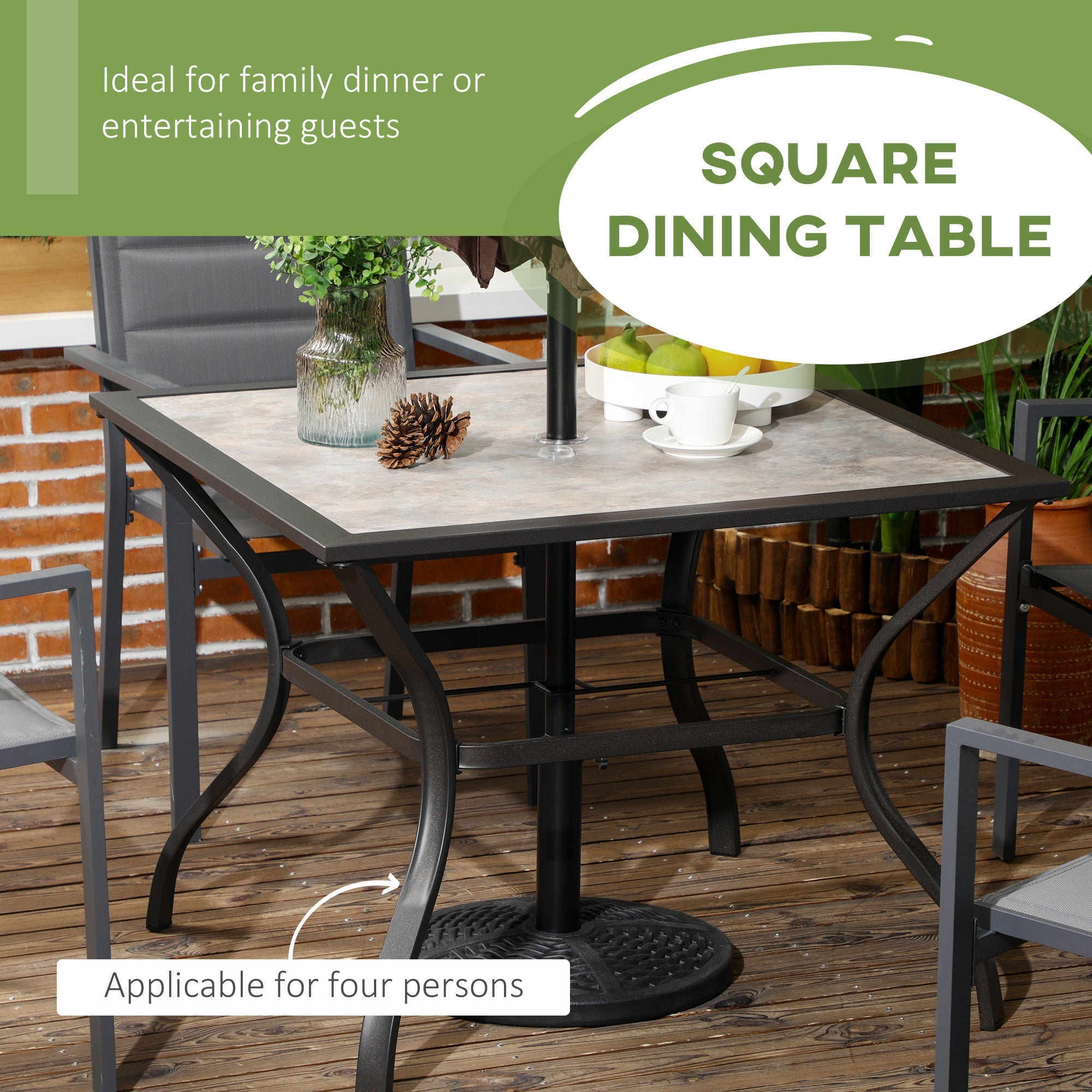 Square Outdoor Dining Table, Garden Table with PC Board Tabletop for Patio, Backyard, Poolside, Grey Patio Dinning Tables   at Gallery Canada