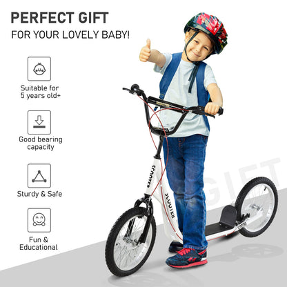 Youth Scooter Street Kick Scooter for Teens Kids Ride on Toy w/ 16'' Inflatable Wheel Dual Brakes for 5+ Year Old Black - Gallery Canada