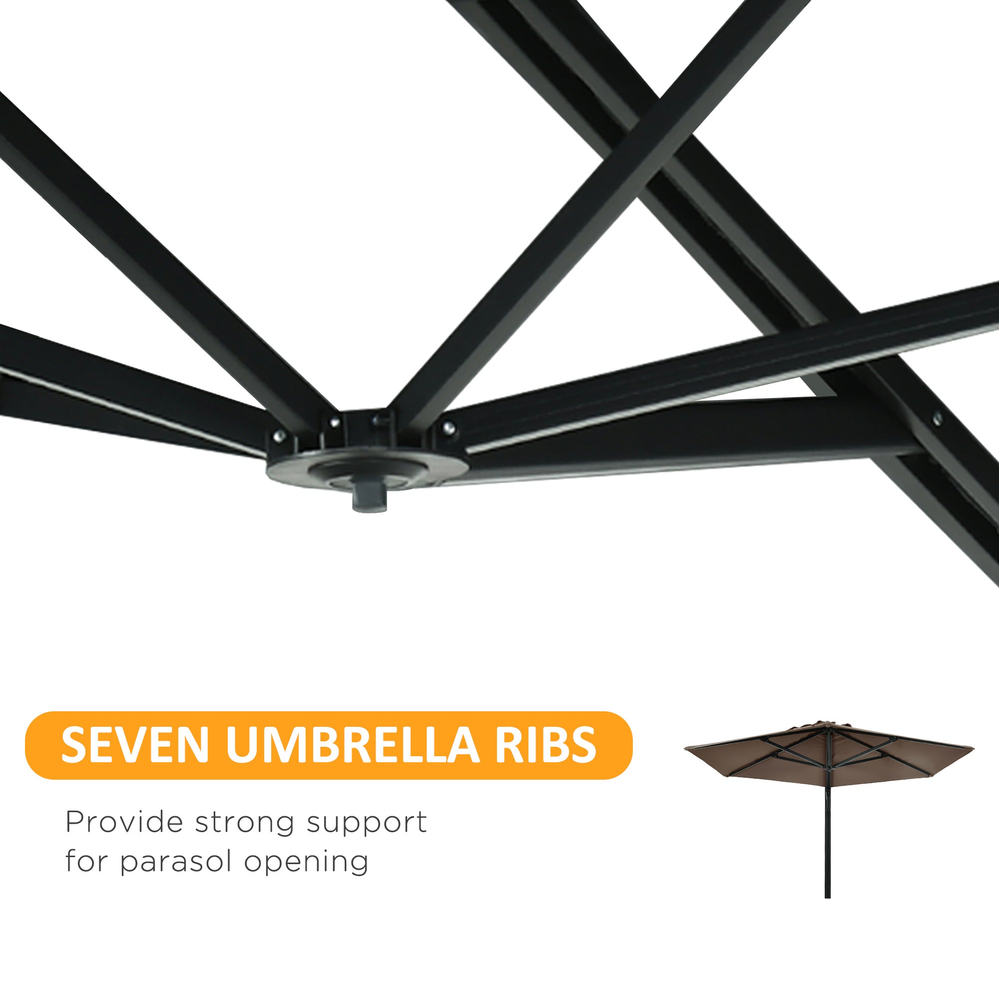 8 ft Wall Mounted Umbrella with 180° Rotatable Canopy, Patio Wall Parasol for Outdoor, Garden, Balcony, Yard, Khaki Sun Umbrellas at Gallery Canada
