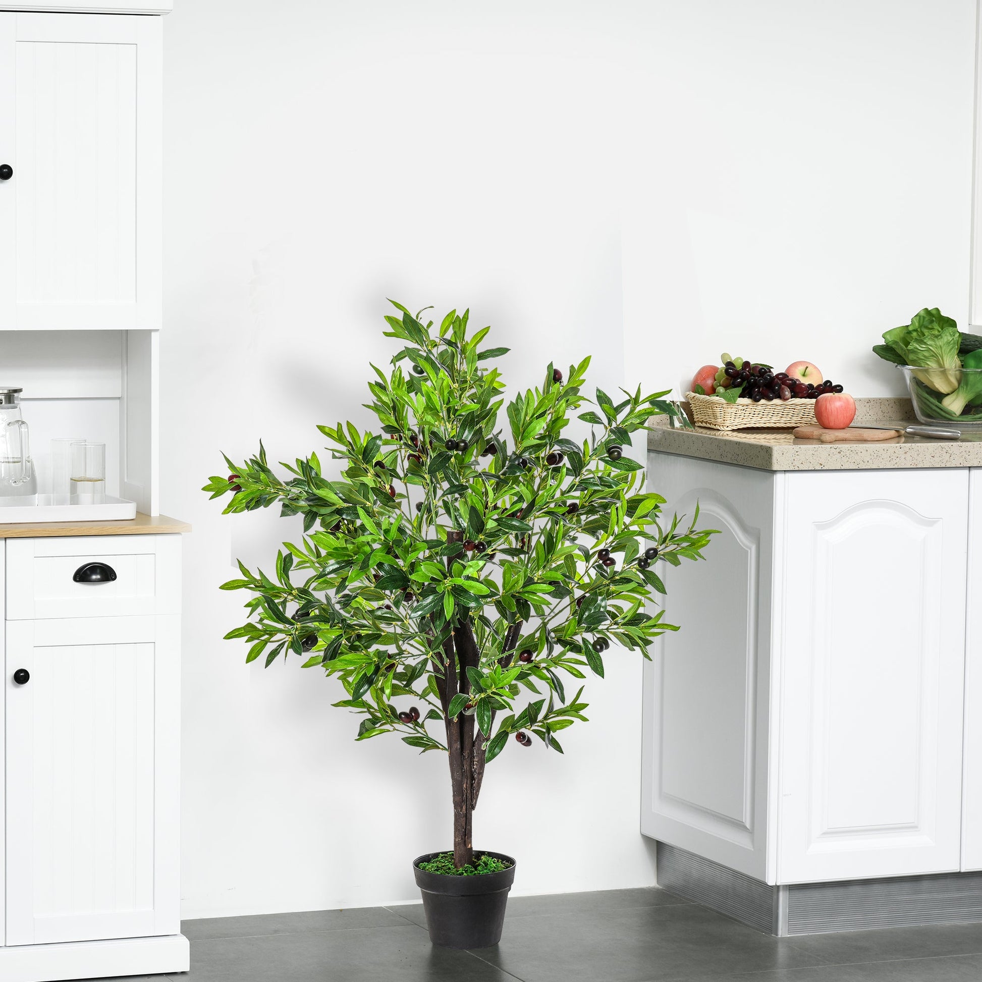 4FT Artificial Olive Tree, Faux Decorative Plant in Nursery Pot for Indoor or Outdoor Décor, Green Artificial Trees   at Gallery Canada