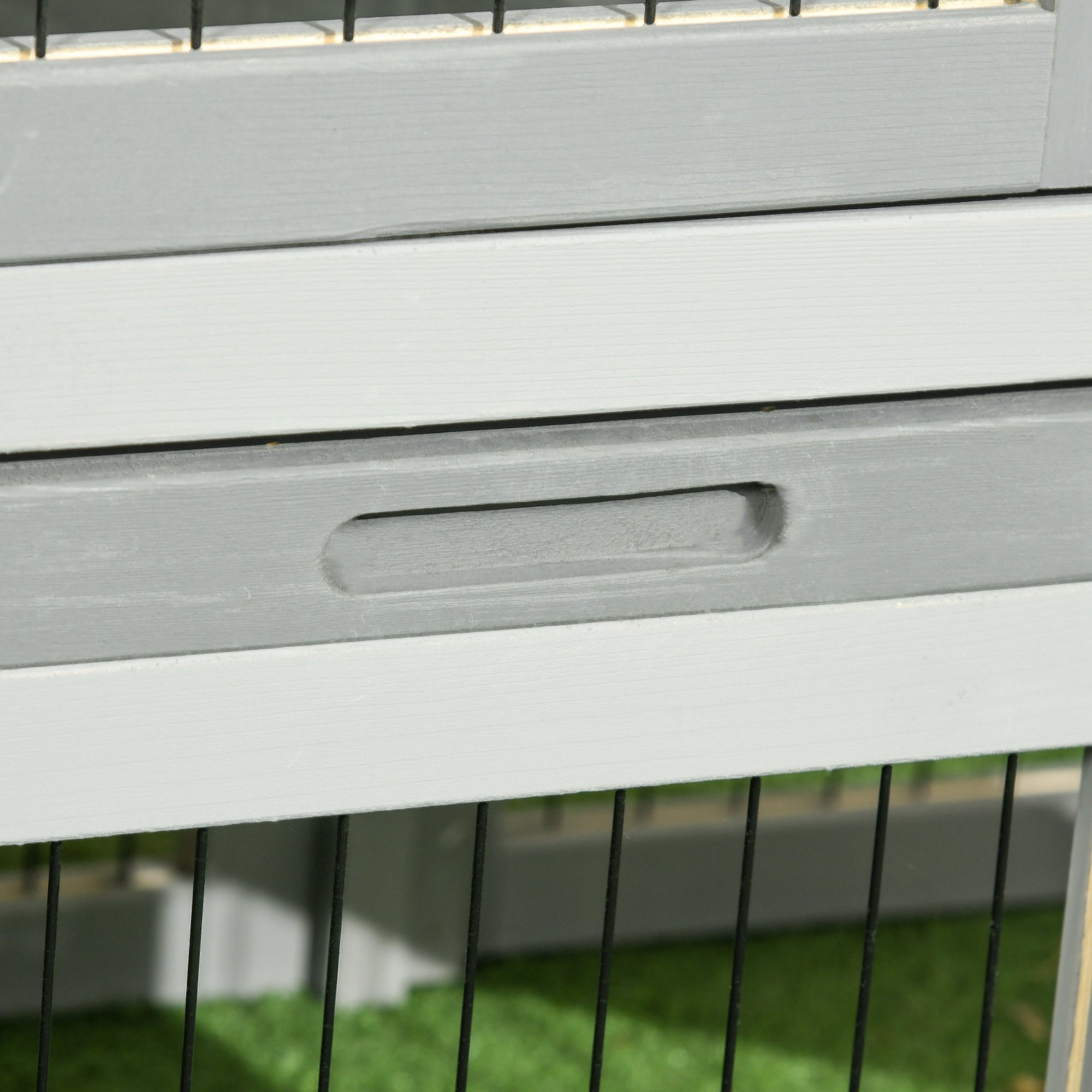 Wood Rabbit Hutch w/ Ramp, Openable Roof, Pull-out Tray, Light Grey Rabbit Hutch at Gallery Canada