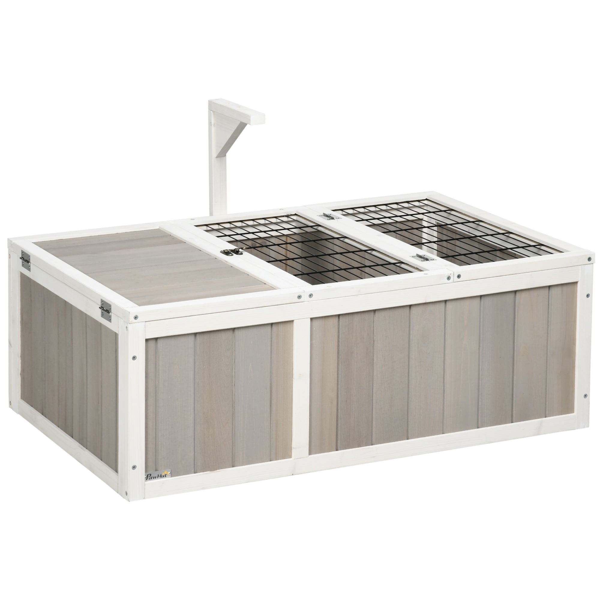 Wooden Tortoise Habitat with Openable Top, Run Cage, Two Rooms, Grey Houses & Habitats at Gallery Canada