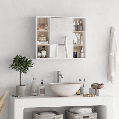 Wall-Mounted Bathroom Medicine Cabinet with Mirror, Over Toilet Bathroom Vanity Cabinet White &; Oak Mirror Medicine Cabinets   at Gallery Canada