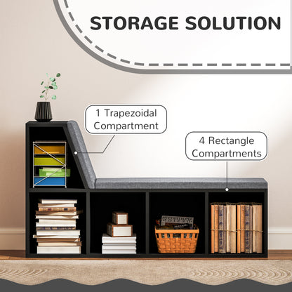 Multi-Purpose Bookshelf with 5 Cubes, 5-Cubby Bookcase with Cushioned Reading Nook and Storage Shelves, Distressed Black Bookshelves & Bookcases at Gallery Canada