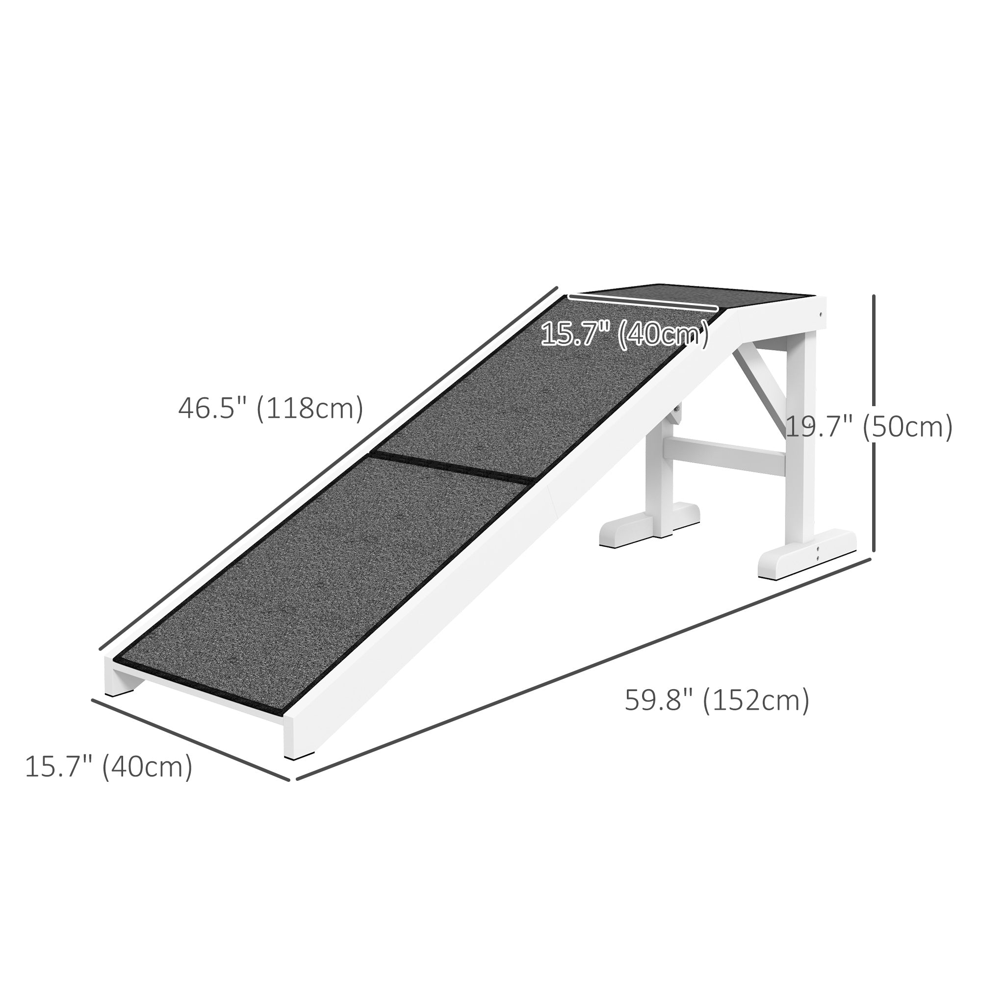 Pet Ramp Bed Steps for Dogs Cats Non-slip Carpet Top Platform Pine Wood 59