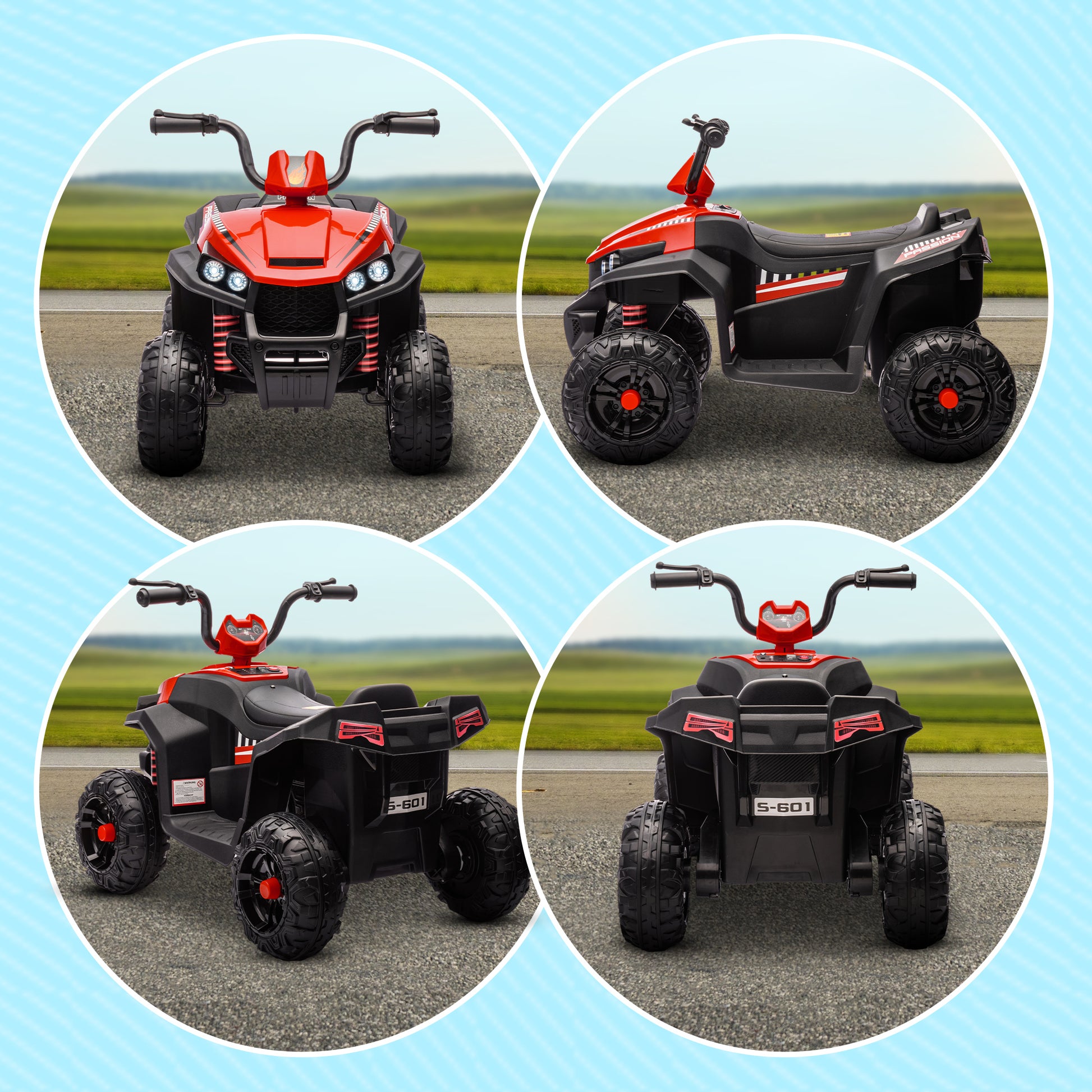 12V Kids ATV with Four Wheels Spring Suspension, Forward &; Backward, LED Light, MP3, Music, Red Electric Ride On Toys   at Gallery Canada