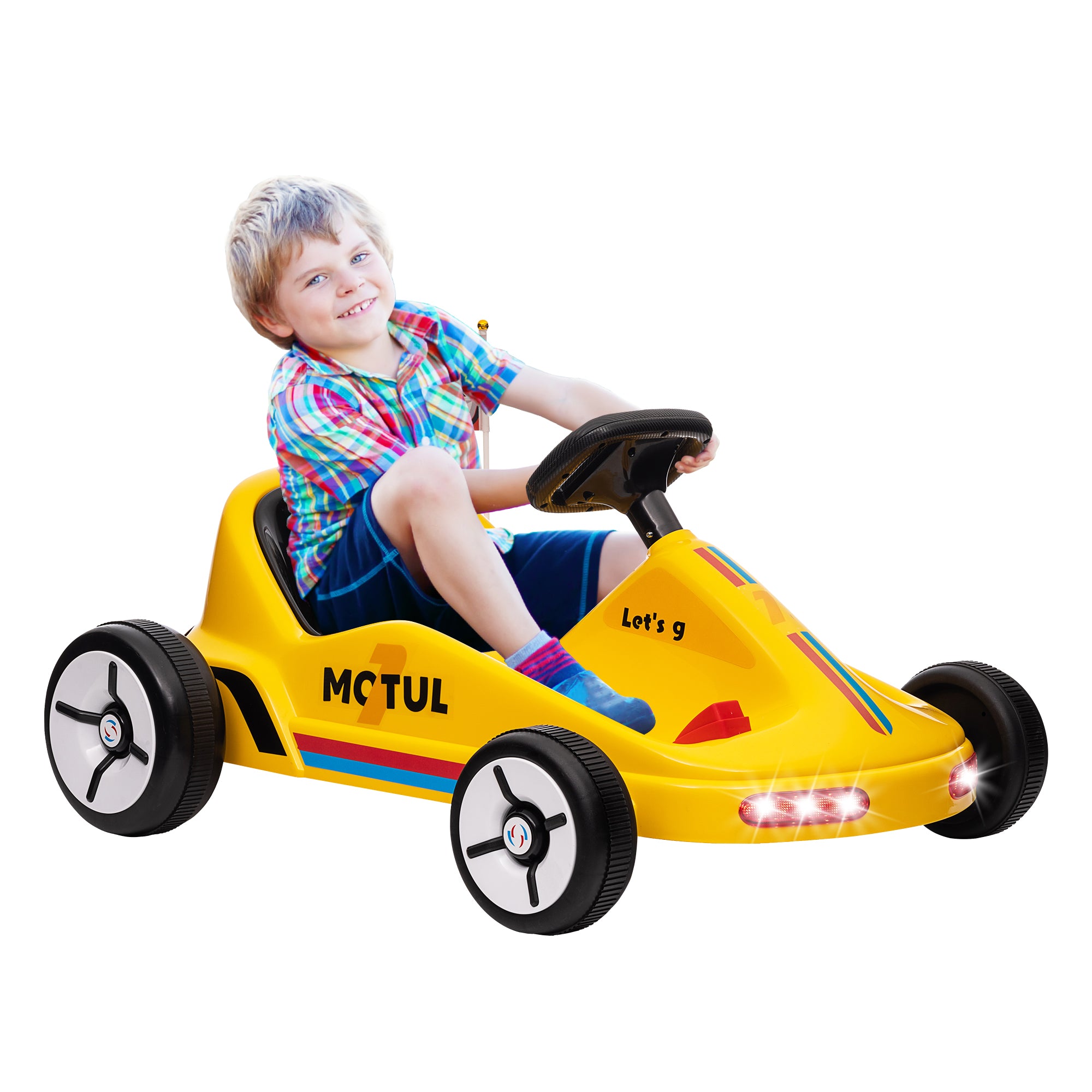 6V Electric Go Kart for Aged 3-5 Kids with Music, Light, Horn, Yellow Electric Ride On Toys at Gallery Canada